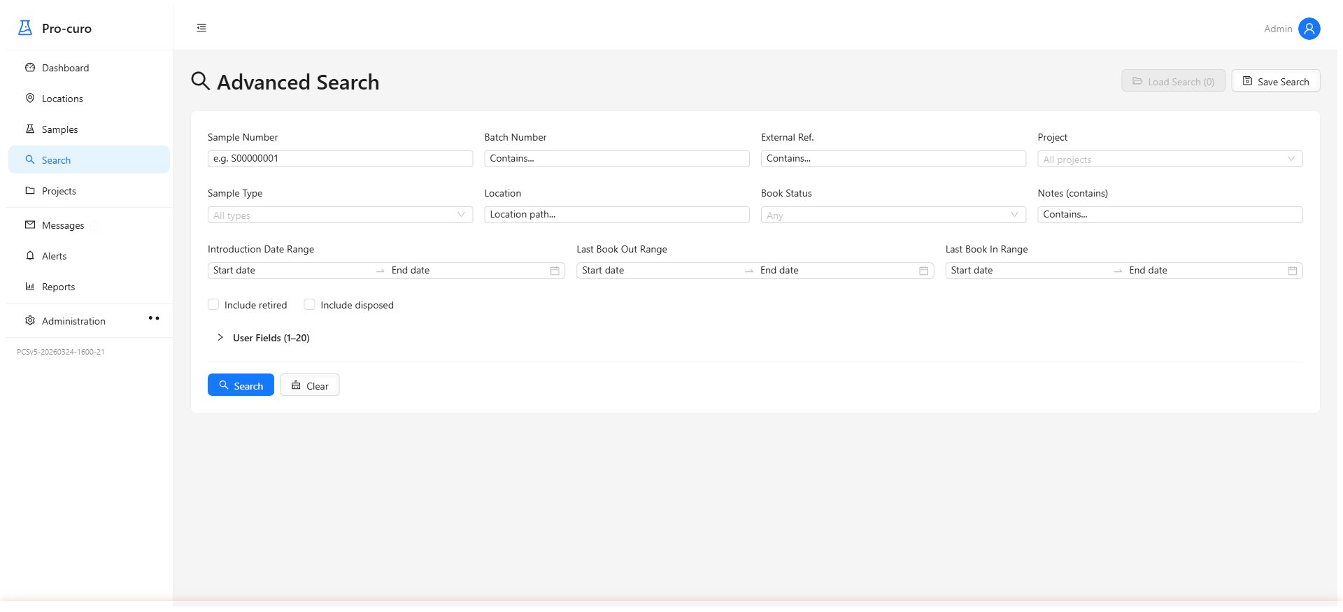 Pro-curo advanced search interface